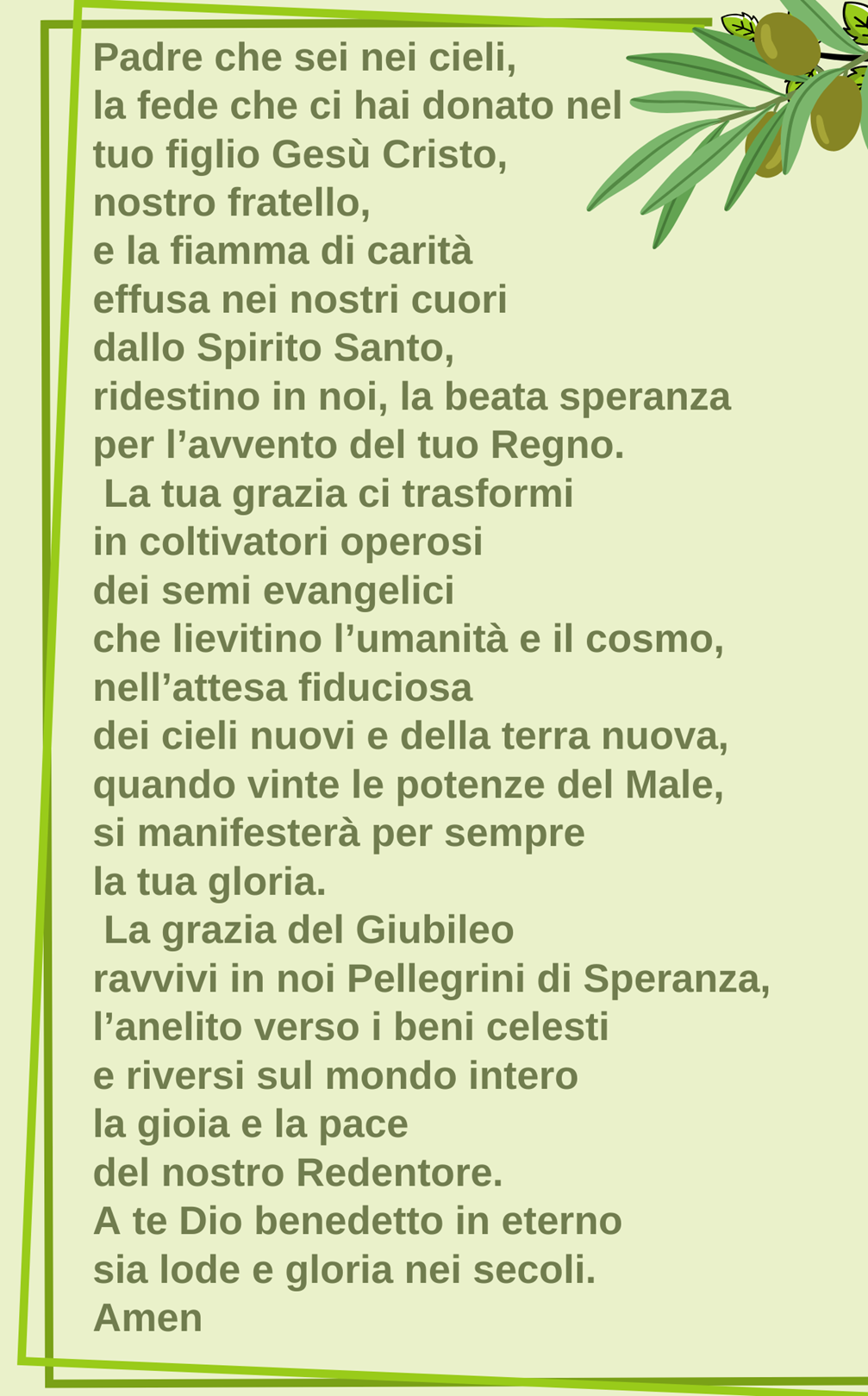 PREGHIERA DEL GIUBILEO